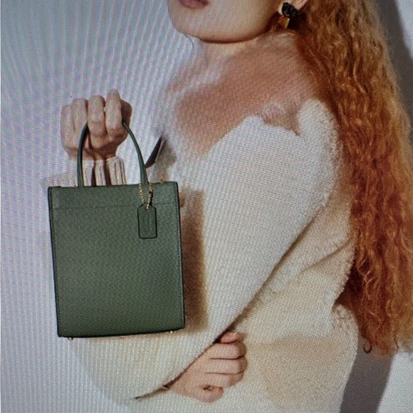 COACH Mini Cashin Tote Bag Crossbody Glovetanned Leather in Olive Green C4828 - Picture 17 of 17